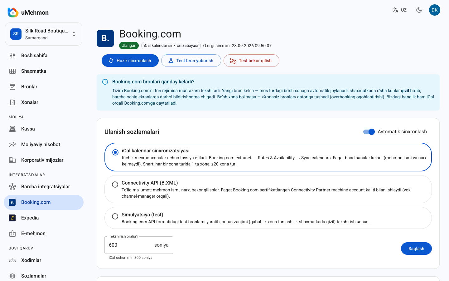 Channel manager: Booking.com va Expedia